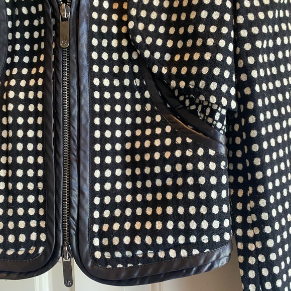 A/X Armani Exchange Black & White Polka Dot Wool Zip Front Cropped Jacket XS - Picture 3 of 7